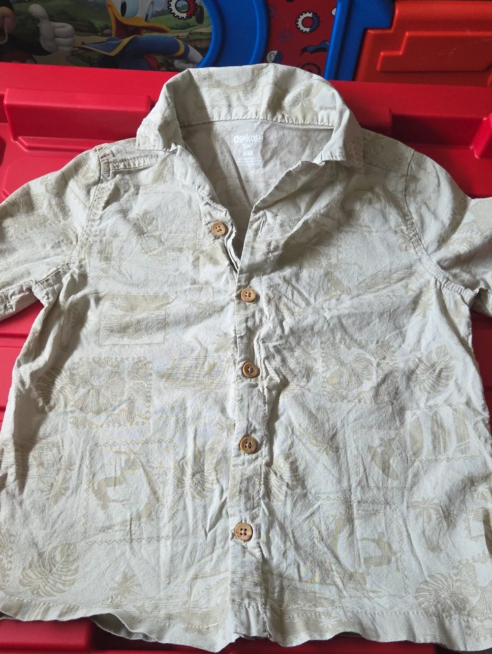 OshKosh B'gosh Light Beige Short-Sleeve Button-Down Shirt